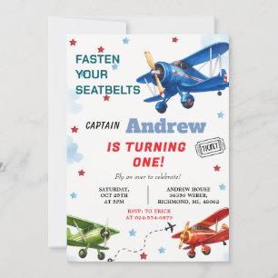 Convite Primeiro aniversario de Menino de Avião Digital Pe