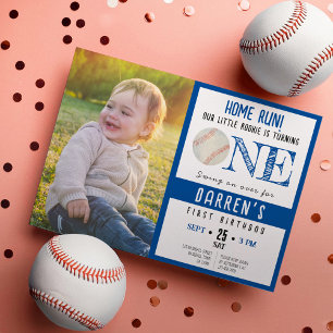 Convite Primeiro aniversario de Menino de Foto de Baseball