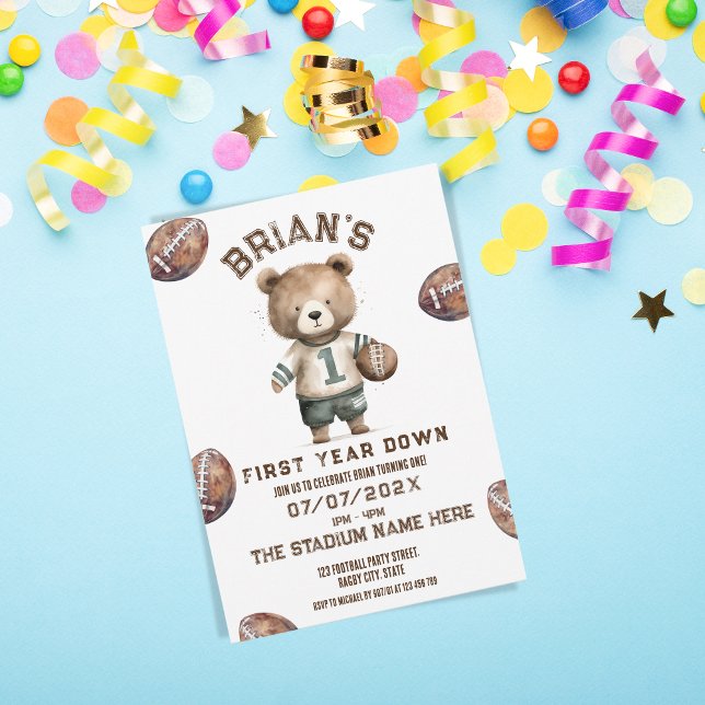 Convite primeiro aniversario de menino no primeiro ano (Criador carregado)