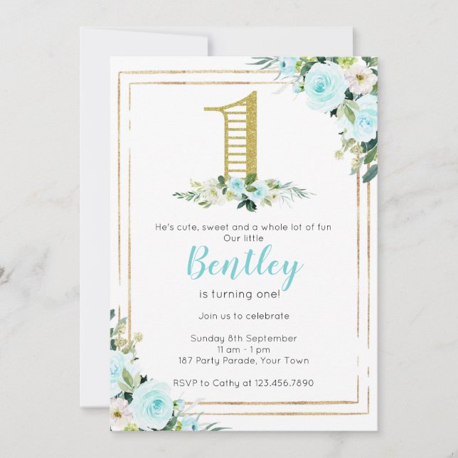 Convite primeiro aniversario de Meninos Azuis e Dourados (Frente)