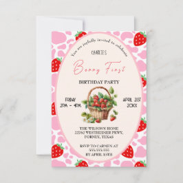 Convite Primeiro aniversario de morango Berry Primeira Fes