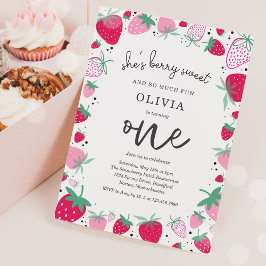 Convite Primeiro aniversario de morango Berry Primeira Fes