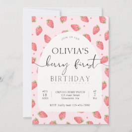Convite Primeiro aniversario de Morango Berry Primeira Fot