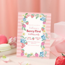Primeiro aniversario de morango Berry Sweet Pink A
