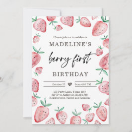 Convite Primeiro aniversario De Morango Convidar Primeiro 