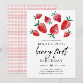 Convite Primeiro aniversario De Morango Convidar Primeiro 