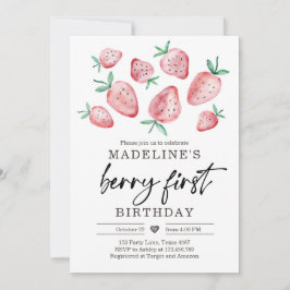 Convite Primeiro aniversario De Morango Convidar Primeiro 