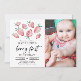 Convite Primeiro aniversario De Morango Convidar Primeiro 