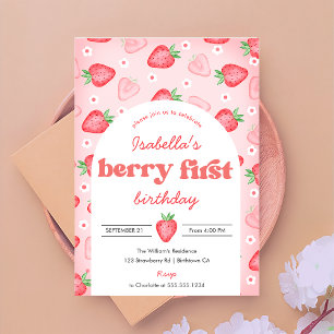 Convite Primeiro aniversario de morango Convide Berry Firs