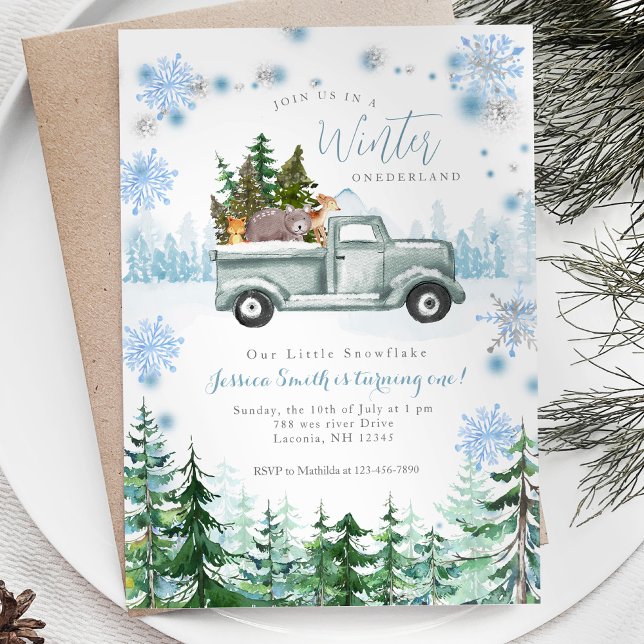 Convite Primeiro aniversario de Onederland Animal de inver (Criador carregado)