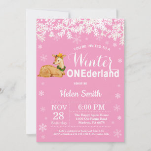 Convite Primeiro aniversario de Onederland Deer Girl