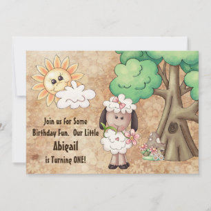 Convite Primeiro aniversario de Ovelha e Flores Bonitas Co