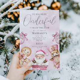 Convite primeiro aniversario de Papais noeis de Natal cor-