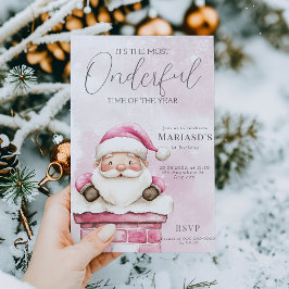 Convite primeiro aniversario de Papais noeis de Natal cor-