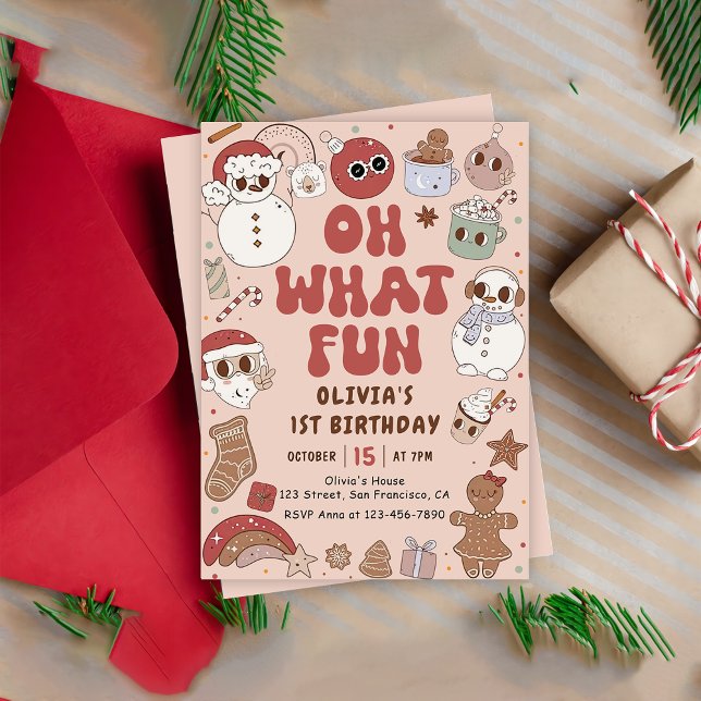 Convite Primeiro aniversario de Papais noeis Hippie de Nat (Criador carregado)