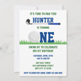Convite Primeiro aniversario de Par-Tea de Golfe Azul e Ve
