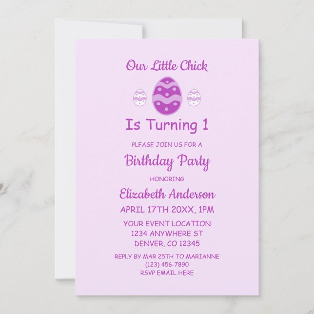 Convite Primeiro aniversario de Páscoa pequeno (Frente)