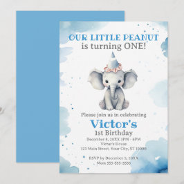 Convite Primeiro aniversario de pequeno elefante