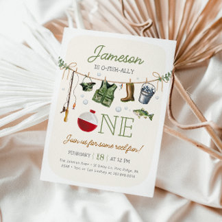 Convite Primeiro aniversario de pesca O-fish-ally One