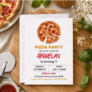 Convite Primeiro aniversario de Pizza Bebê com Fatia Moder