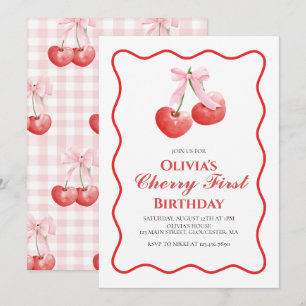 Convite Primeiro aniversario de pré-disquete de Cherry Fir