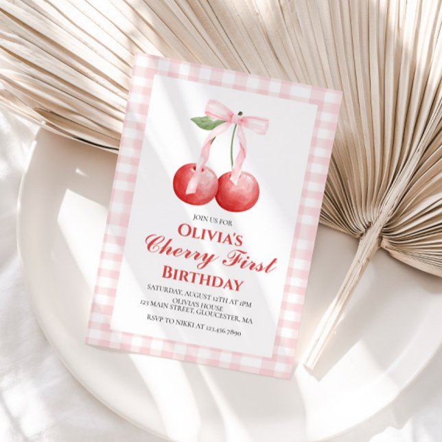 Convite Primeiro aniversario de pré-disquete de Cherry Fir (Criador carregado)