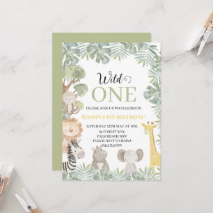 Convite Primeiro aniversario de Rapazes Safari Selvagens T