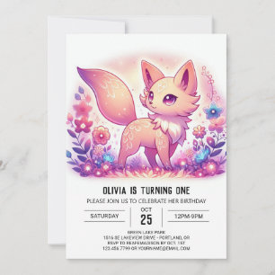 Convite Primeiro aniversario de Raposa Mágica Moderna