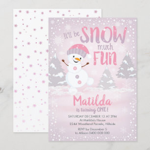 Convite Primeiro aniversario de Snowman - Chamada Rapariga