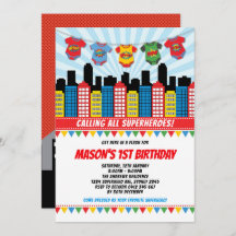 Primeiro aniversario de super-herói Partido de Com