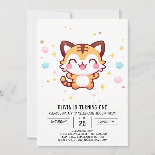 Convite Primeiro aniversario de Tigre Magical (Frente)