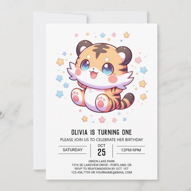 Convite Primeiro aniversario de Tigre Selva (Frente)