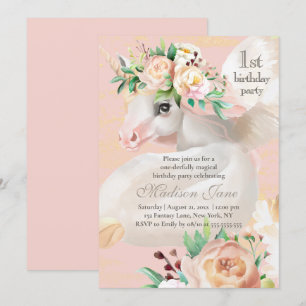 Convite primeiro aniversario de Unicórnio Floral Girassol