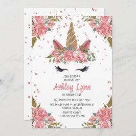 Convite Primeiro aniversario de Unicórnio Magical Moderno