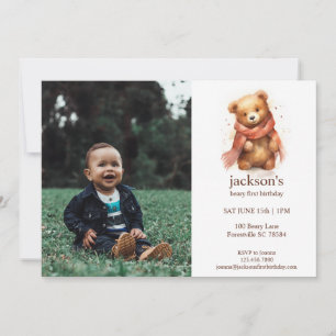 Convite Primeiro aniversario de Urso Bebê Cónico