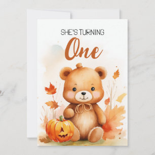 Convite Primeiro aniversario de Urso Branco e Castanho