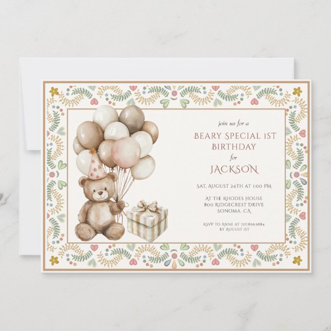 Convite Primeiro aniversario de Urso de Corte (Frente)