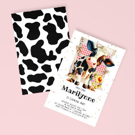 Convite Primeiro aniversario de vaca sagrado e bonito