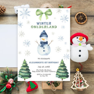 Convite Primeiro aniversario de Winter Onederland Snowman