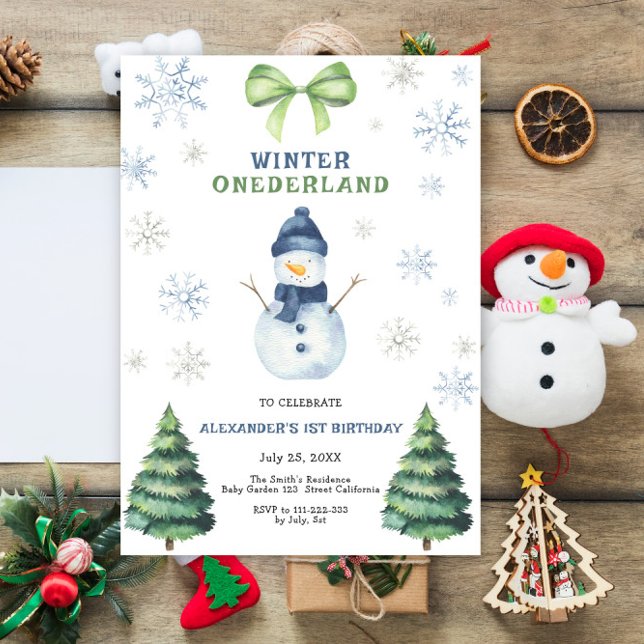 Convite Primeiro aniversario de Winter Onederland Snowman (Criador carregado)