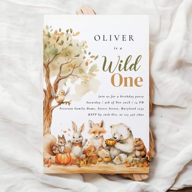 Convite Primeiro aniversario de Woodcolor Woodland (Criador carregado)
