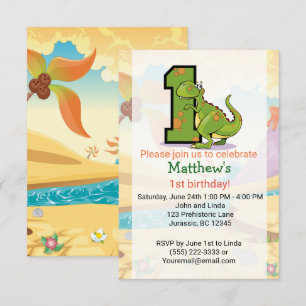 Convite Primeiro aniversario Dinossauro Personalizado