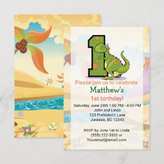 Convite Primeiro aniversario Dinossauro Personalizado