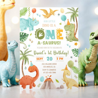 Convite Primeiro aniversario Dinossauro Primeiro Nasciment