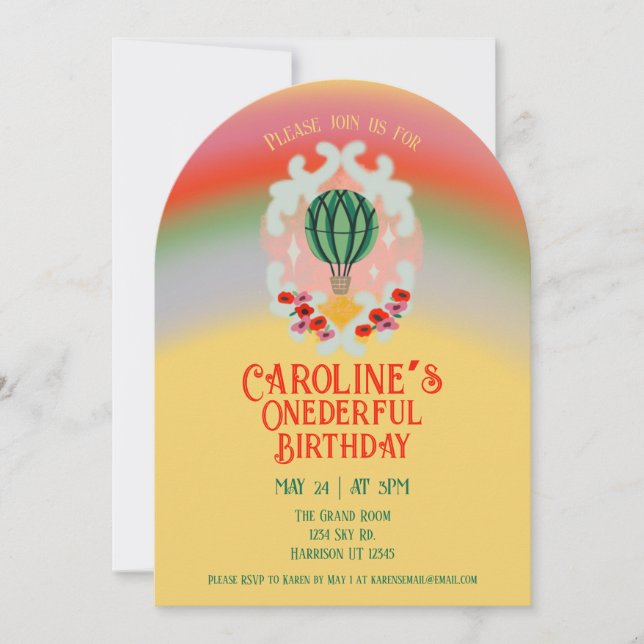 Convite Primeiro Aniversário do Air Balloon (Frente)