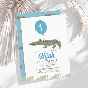 Convite Primeiro aniversario do Alligator Crocodile Balloo