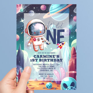 Convite Primeiro aniversario do Astronauta de Alienígena E