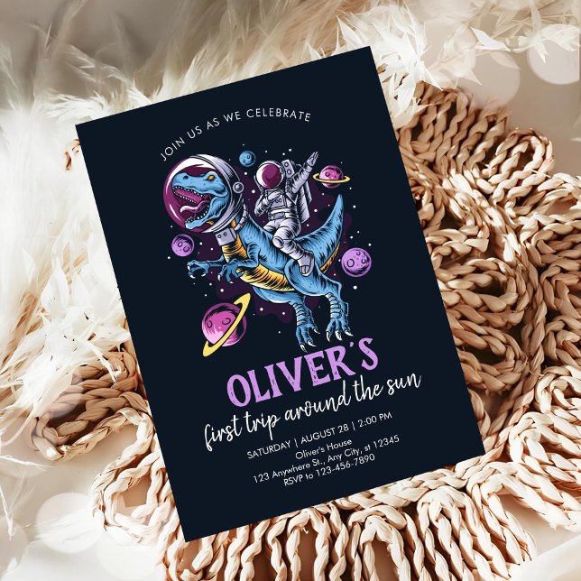 Convite Primeiro aniversario do Astronauta do Dinossauro (Criador carregado)