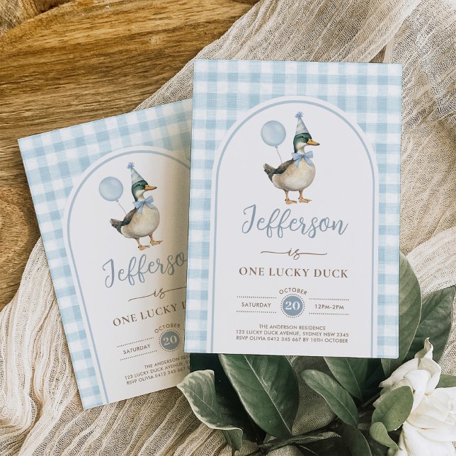 Convite Primeiro aniversario do Balão Azul do Pato Sortudo (Criador carregado)