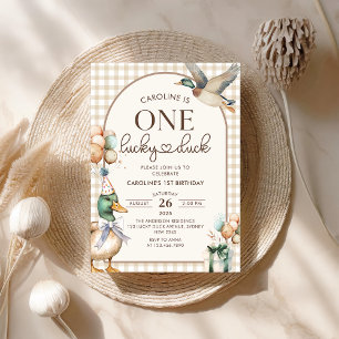 Convite Primeiro aniversario do Balão Vintage One Lucky Du